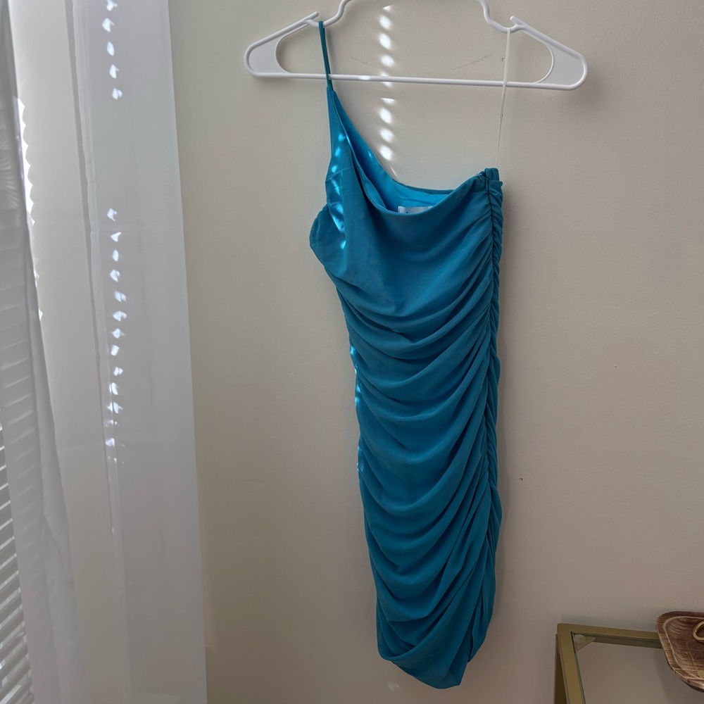 Princess Polly Blue One-Shoulder Ruched Mini Dress
